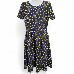 Lularoe Amelia Womens Polka Dot Leaves Dress Size XL